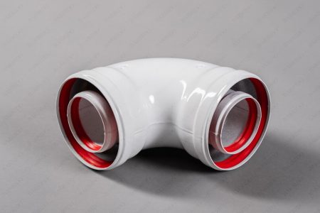 Отвод коаксиальный 90° Ø80/125 мм, Материал - Ø80 АЛ Ø125 АЛ (мама-мама) Отвод коаксиальный 90° Ø80/125 мм, Материал - Ø80 АЛ Ø125 АЛ (мама-мама)