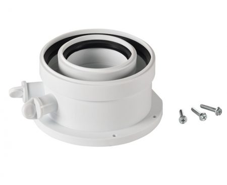 Адаптер коаксиальный вертикальный Ø80/125 мм Ø80 мм - ПП, Ø125 мм АЛ Адаптер коаксиальный вертикальный Ø80/125 мм Ø80 мм - ПП, Ø125 мм АЛ